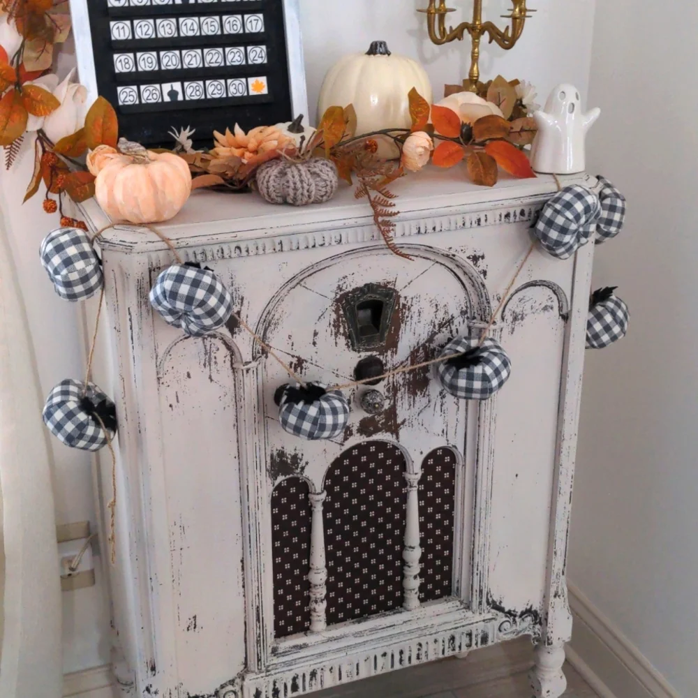 6 foot plaid pumpkin garland